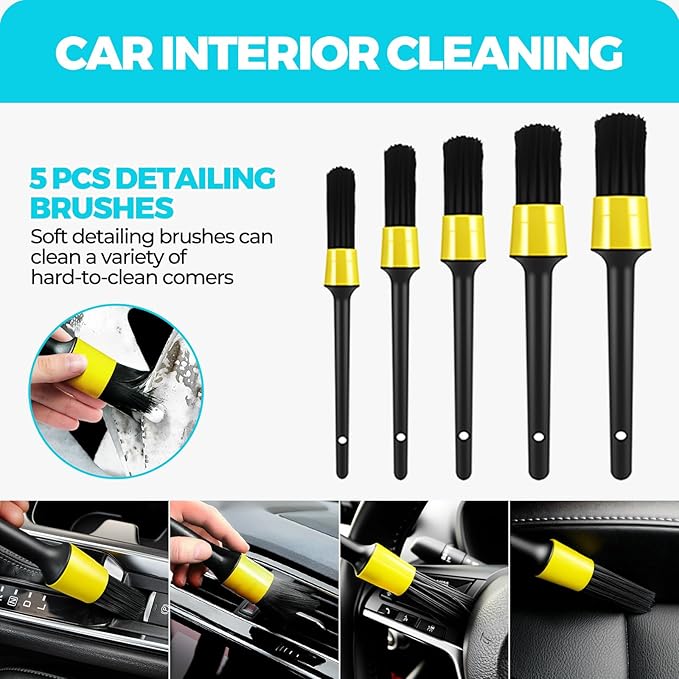 30Pcs Car Detailing Kit, Car Detailing Brush Set, Car Wash Cleaning Kit, Car Dusters Extendable Handle Cleaning Exterior, Car Cleaning Gel, Car Cleaning Tools Kit for Interior, Exterior, Wheels