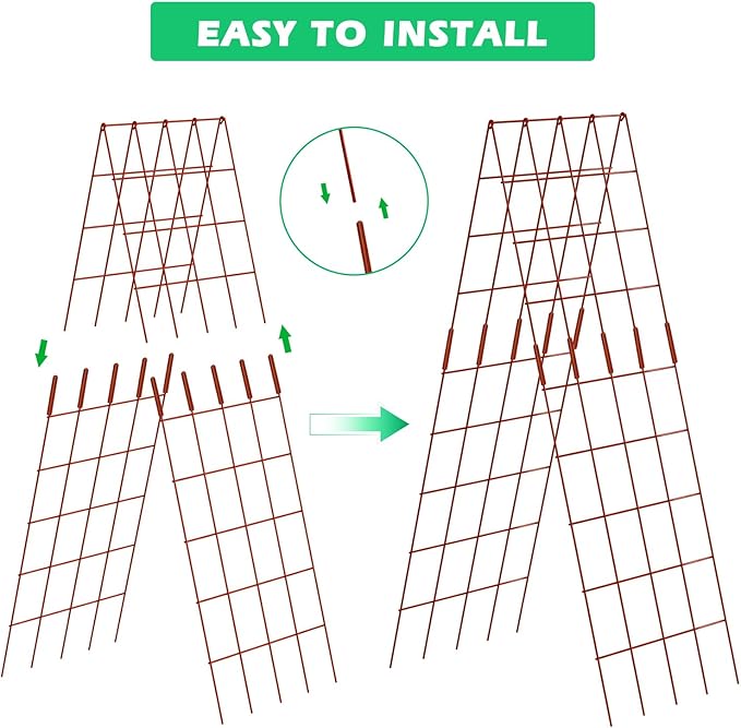 DoCred Cucumber Trellis, 59" High 2 Pack Foldable A Frame Trellis for Raised Bed Climbing Plants, Vegetables, Includes Plant Support Clips, Twist Ties, Plastic Ties- Made from PVC-Coated Steel