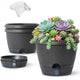 Sun-E 10 Inch Whiskey Barrel Self Watering Planters, Wood Look, 3-Pack