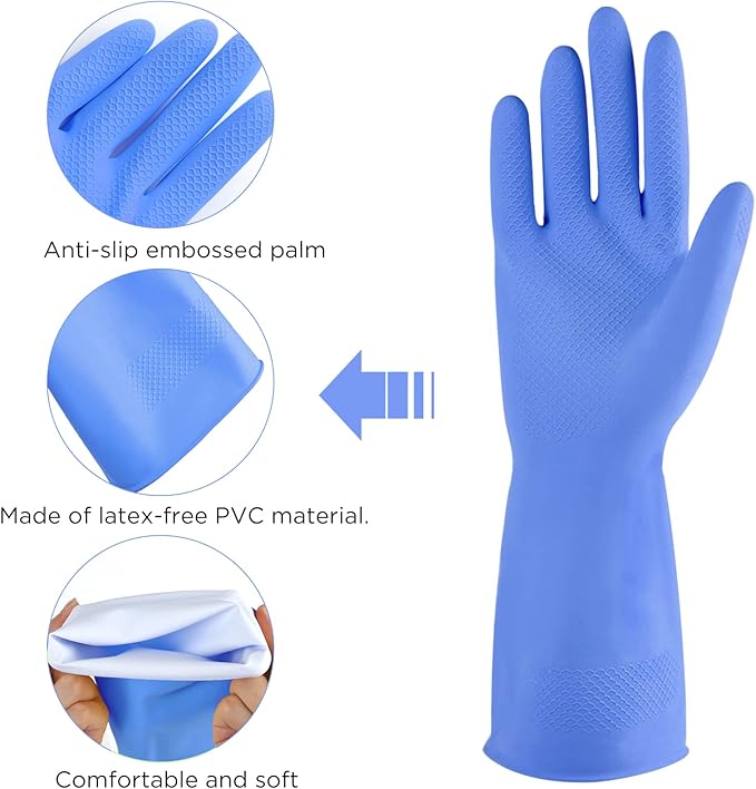 Rubber gloves dishwashing 2 or 4 Pairs for Kitchen,Cleaning gloves for household Reuseable.