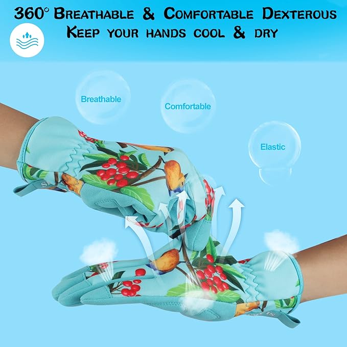 Leather-Gardening-Gloves for Women,Thorn-Proof Work-Gloves for Weeding,Digging,Planting,Pruning Yard garden Gloves
