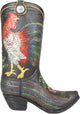 Ebros Gift Rustic Western Country White Breasted Rooster with Colorful Tail Feathers Faux Tooled Leather Cowgirl Or Cowboy Boot Decorative Flower Bouquet Vase Or Planter Figurine 10" H