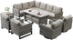 Belord Outdoor Sectional Furniture with Swivel Rocker Chair, 10 Pieces Wicker Patio Furniture Sets with Ottoman L Shaped Sofa Coffee Table Grey Cushion