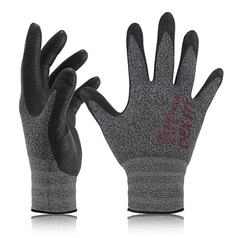 DEX FIT Nitrile Work Gloves FN330, 3 Pairs, 3D-Comfort Stretchy Fit, Firm Grip, Thin & Lightweight, Touch-Screen Compatible, Durable, Breathable & Cool, Machine Washable; Black Grey XL (10)