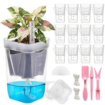 HITOSTAR 12 Pack 2.5 Inch Mini Clear Self Watering Pots for Indoor Plants, Small Plastic Planters with Drainage, Hydroponic Nursery Propagation Cups, for African Violet Alocasia Pot (2.5Inch, 12Pack)