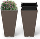 Giantex Square Taper Planter Set of 2, Self-Watering Flower Pots with/Removable Inner Bucket & Drainage Holes, Indoor Outdoor Decorative Plant Container for Porch Balcony (Brown,11.5"x11.5"x22.5")