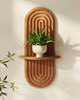 Bamworld Boho Wall Decor Brown Plant Wall Shelf, Mid Century Modern Decor Hanging Plant Shelf, 1-Tier Bamboo Floating Shelves for Home Bathroom Bedroom Living Room Holding Planter Decoration Brown