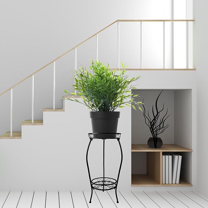 NOAMOO Metal Plant Stand 2 Tier Indoor Outdoor, 2 Pack Tall Flower Pot Shelf Rustproof Stable Heavy Duty Corner Stand, 28 inch Multiple Plant Display Rack for Living Room Patio Balcony Garden