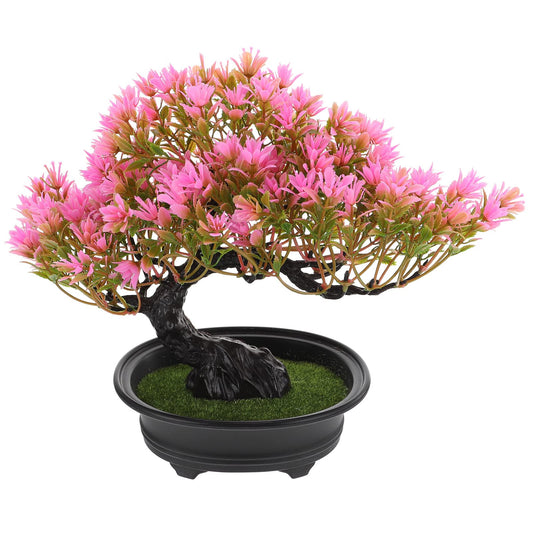Hemoton Artificial Bonsai Tree Flame Pine Faux Plants Indoor Small Fake Plants Decor with Plastic Pots for Home Table Office Desk Bathroom Shelf Bedroom Room Christmas Party Decoration 12.59x9.44 Inch