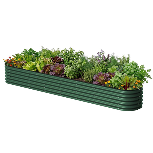 Vego garden 17" Tall 2' x 12' Giant Modular Metal Raised Garden Bed Kit, Large Metal Planter Box for Vegetables, Flowers, Herbs, British Green