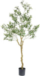 Nafresh Tall Faux Olive Tree，7ft（84in） Realistic Potted Silk Artificial Indoor with Green Leaves and Big Fruits for Home Office Living Room Bedroom Stairs Foyer Decor.