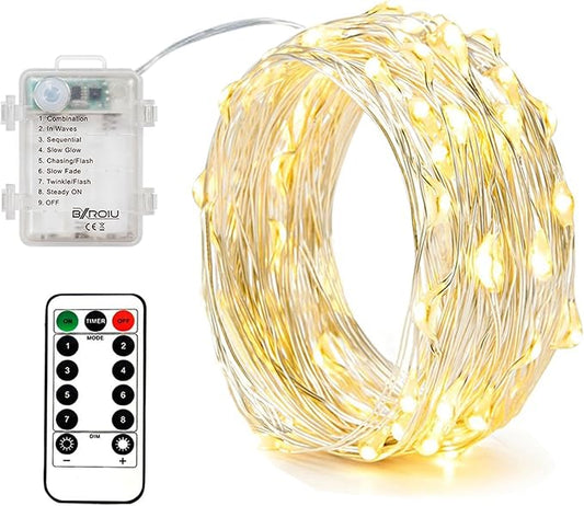 4 Pack Battery Operated Fairy String Lights, 8 Modes 5M Silver Wire with Remote & Timer - 50 LEDs Waterproof for Bedroom, Wedding, Christmas, Party Decorations
