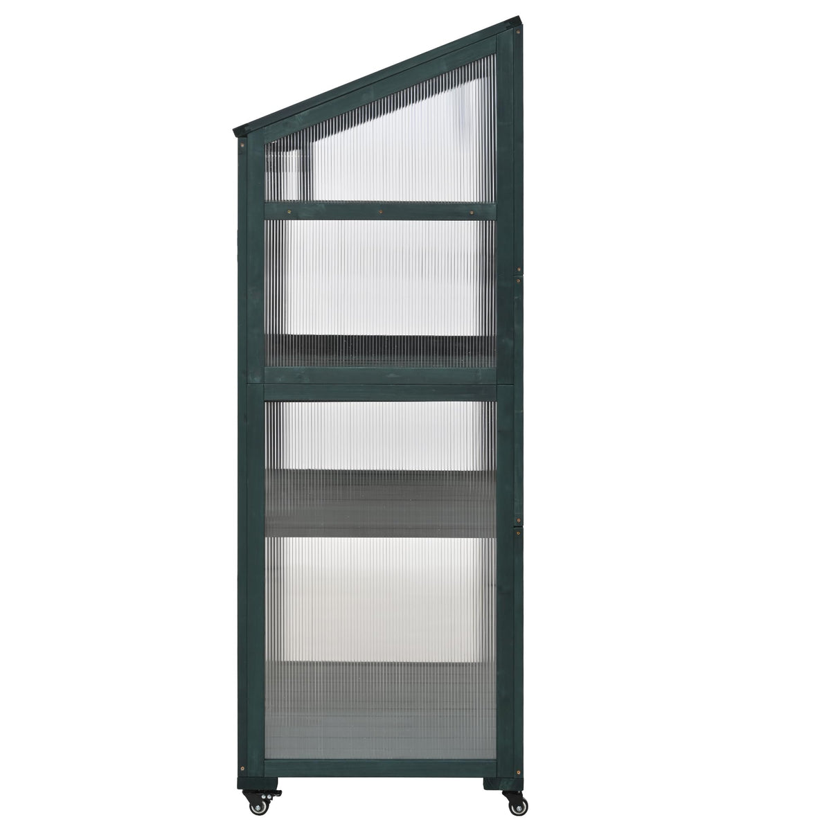 Polibi Wooden Greenhouse, Cold Frame Portable Greenhouse with Wheels and Adjustable Shelves for Indoor Outdoor Patio Balcony Garden, 31.5" Lx22.4 Wx62 H, Forest Green