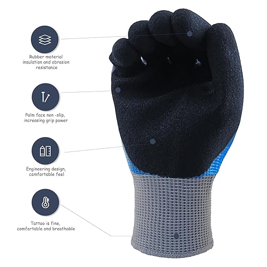 Insulated Electrician Gloves 1000V,ASTM D120 Certified High Voltage Resistant Flame Retardant Work Gloves, Electrical Rubber Non-slip Prevent Shock,Large