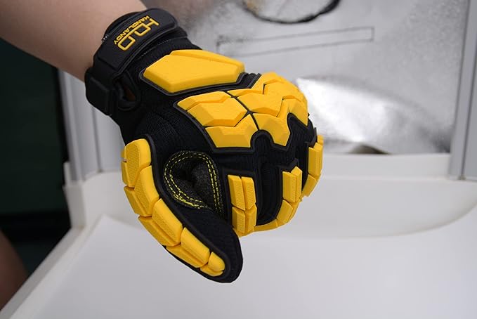 HANDLANDY Anti Vibration Gloves, SBR Padding, TPR Protector, Mechanic Work Gloves (Large, Black)