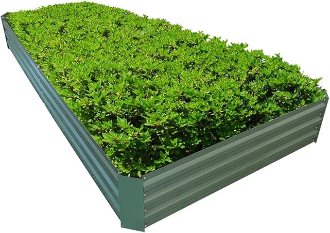 8x4x1ft Metal Raised Garden Bed Kit，Galvanized Garden Bed Box for Vegetables, Flowers, Herbs, and Succulents,240 Gallon Capacity - Green