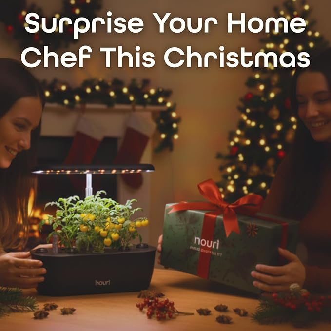 Nouri 12 pod Smart Garden for Home Cooks | w/Heirloom Tomato | Hydroponics Growing System | LED Grow Lights | Indoor Herb Garden Kit | Herb Growing Kit Indoors for Plant Lovers, Gardeners, Kitchen