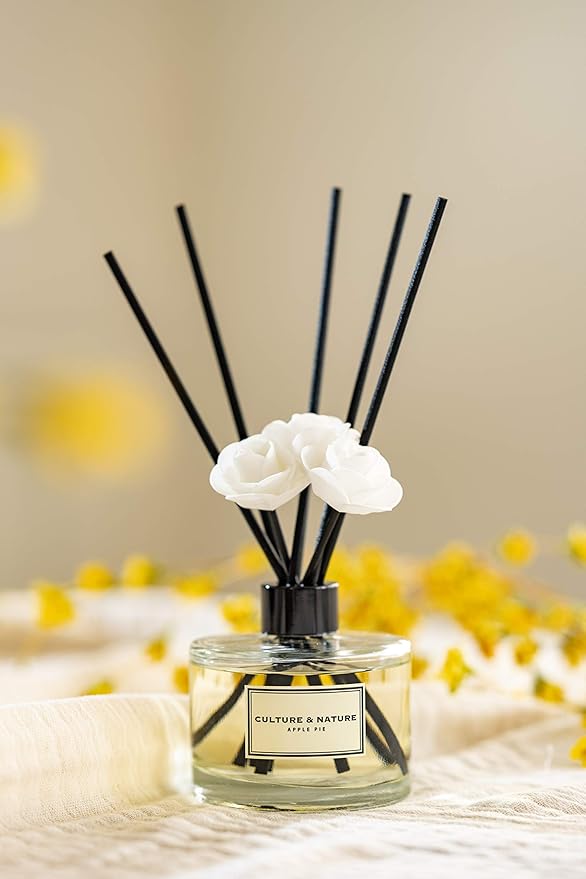 CULTURE & NATURE Reed Diffuser Set 6.7oz (200ml) Lemon Scented Diffuser with Sticks Home Fragrance Reed Diffuser for Bathroom Shelf Decor