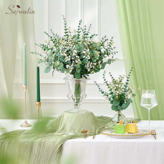 Serwalin 25PCS Mixed Eucalyptus Stems with Baby's Breath Greenery