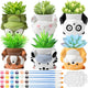 Chuangdi 6 Sets DIY Ceramic Succulent Pots Paint Animal Planters Unpainted Plant Flower Pot Paintable Ceramic Painting Kit Drainage Hole Color Paints Paintbrushes Palettes for Craft Activity