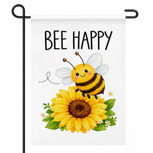 Summer Party Decorations - Bee Happy Summer Garden Flag | Double Sided Sunflower Welcome Yard Decor | Summer Party Accessories Backdrop Favors Supplies Decor for Garden Yard Porch Patio Lawn Outdoor Outside