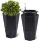GarveeLife 22.5 in Tall Diamond Planters Set of 2, Self Watering Planters with Water Level Monitor, Flower Pots Outdoor and Indoor for Patio, Porch, Living Room, Home Office, Black