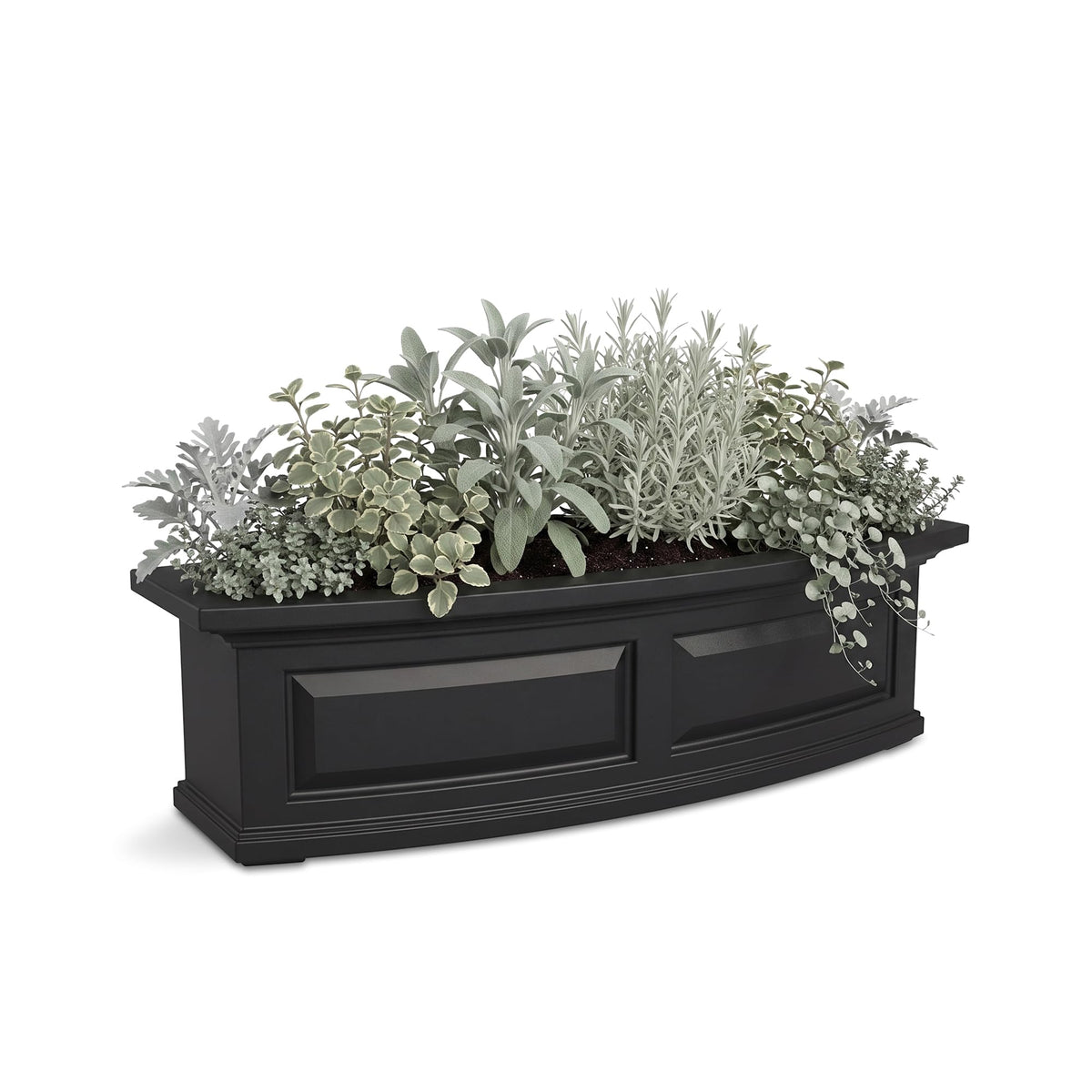 Mayne Newhaven 36in Self-Watering Rectangular Window Box Planter, Black