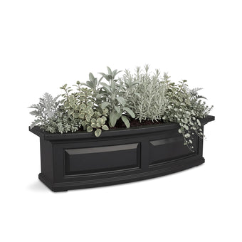 Mayne Newhaven 36in Self-Watering Rectangular Window Box Planter, Black