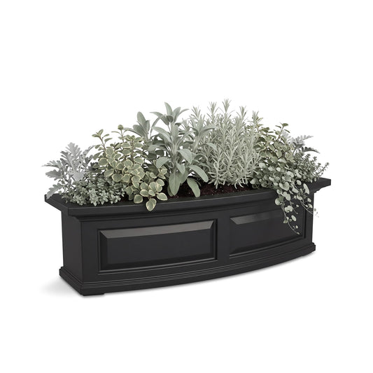Mayne Newhaven 36in Self-Watering Rectangular Window Box Planter, Black