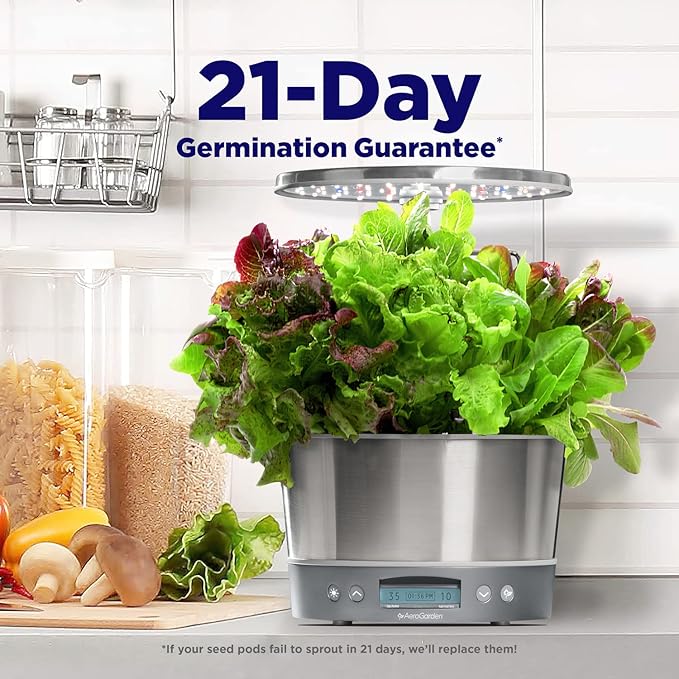 AeroGarden Harvest Elite 360 Indoor Garden Hydroponic System with LED Grow Light and Herb Kit, Holds up to 6 Pods, White