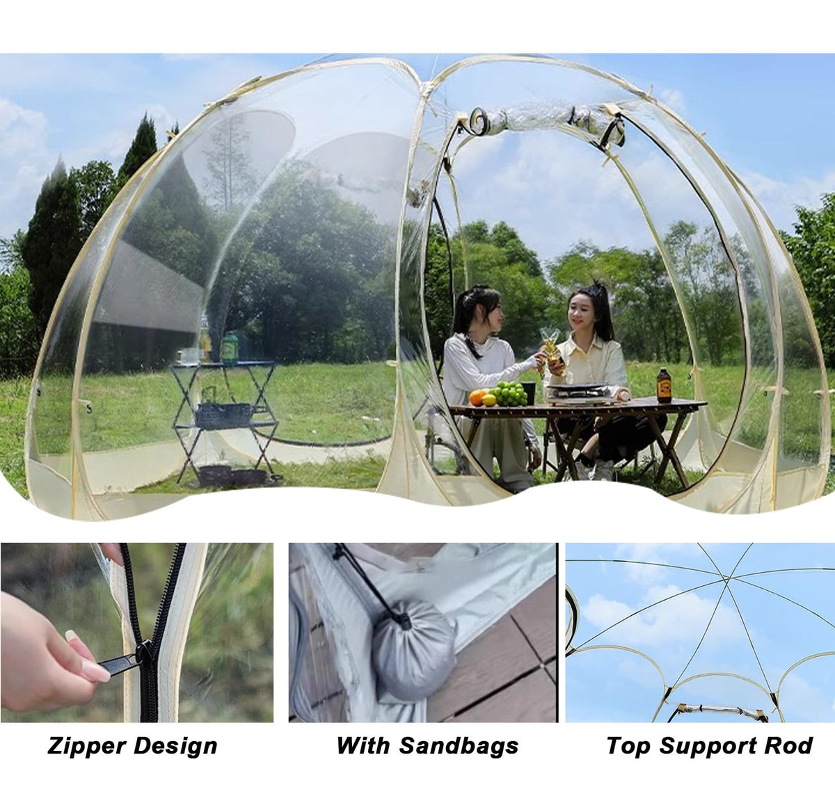 Oracra Bubble Tent Camping Bubble Tent Screen Houses - 360x360x220cm, Freestanding Garden Igloo Canopy Shelters Pop-up, All Weather Greenhouse Screen Tents for Party