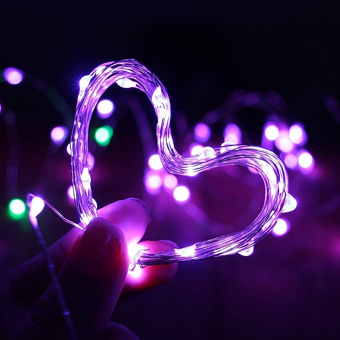 XINKAITE Purple Fairy Lights - Waterproof LED Starry String Lights for Indoor & Outdoor DIY Decoration, Home Parties, Christmas Holiday (10FT/3Meters)