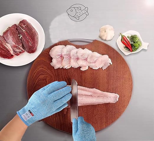 Cutting Gloves, 1 Pairs of Cut Resistant Gloves Food Grade, Cut Resistant Gloves for Kitchen, Oyster Shucking, Fish Fillet Processing, Carving Wood and Gardening(Small-Blue)