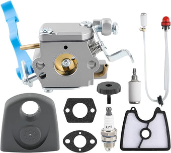 125B Carburetor 590460102 with Air Filter Fuel Line Kit Fit for Husqvarna 125B 125BX 125BVX Leaf Blower Trimmer for Zama C1Q-W37 Air Filter Cover for Craftsman 358794810 358794811 Blower