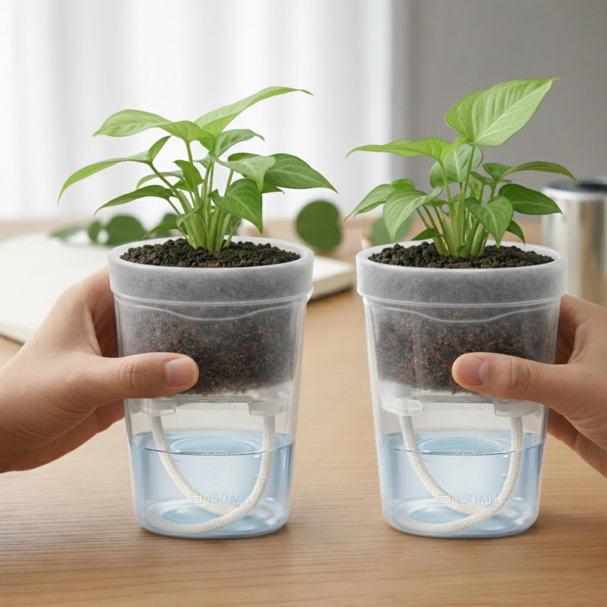 12 Pack 2.5" Small Self Watering Pots for Indoor Plants, Clear Mini Planter