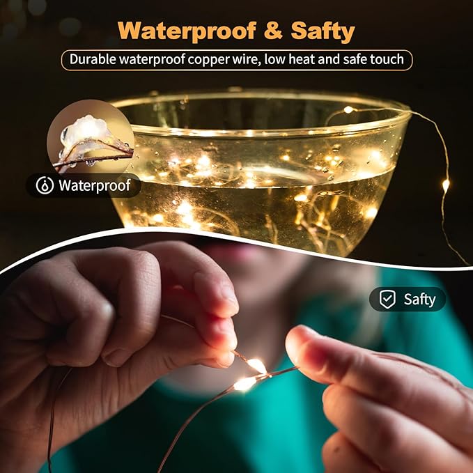 30 Pack LED Fairy Lights Battery Operated,7FT 20 LED Waterproof Mini Twinkle String Lights Battery Powered for Christmas Mason Jars Party,Warm White