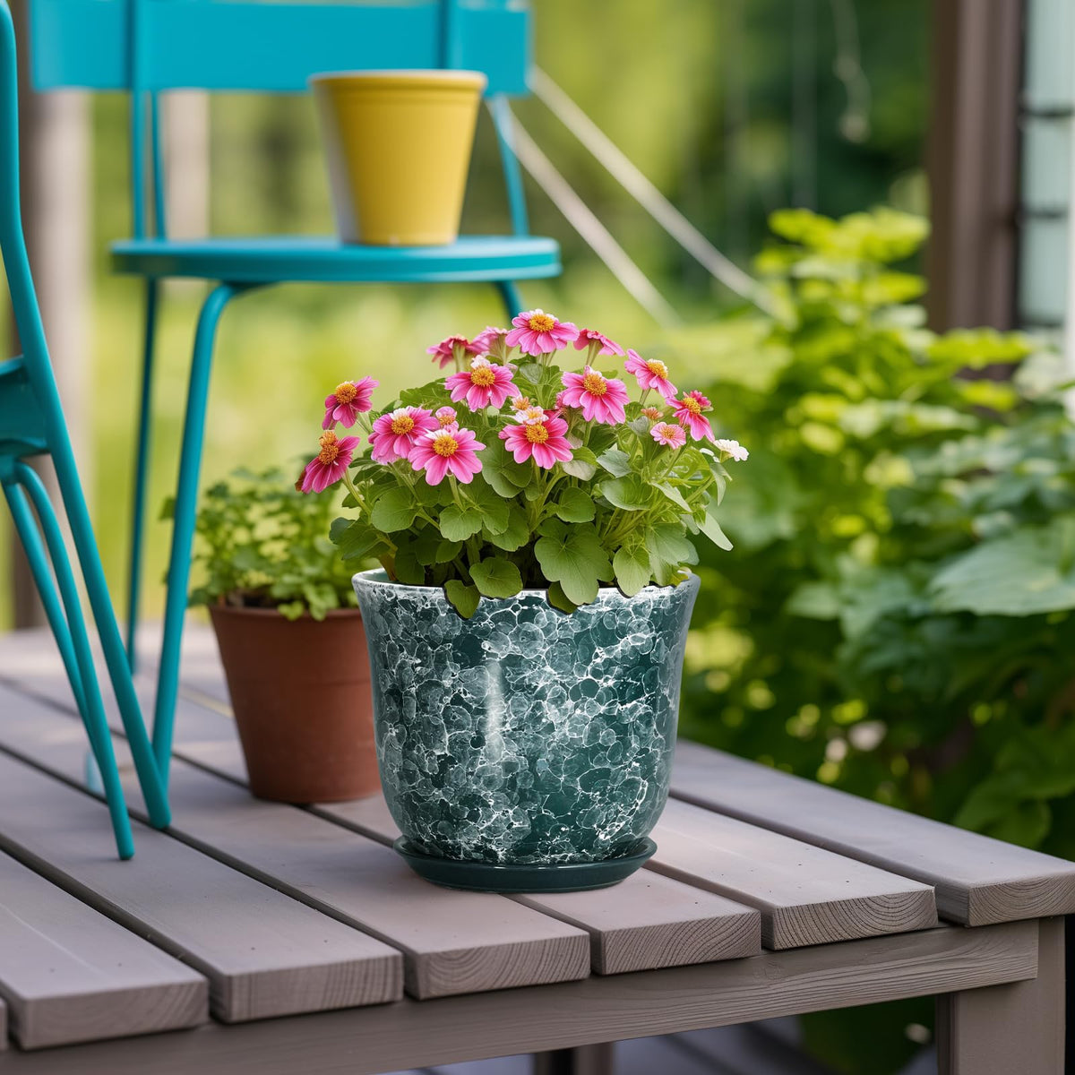 SUNPOTFOR Ceramic Pots for Plants, 5.6 Inch Planter Indoor, Green