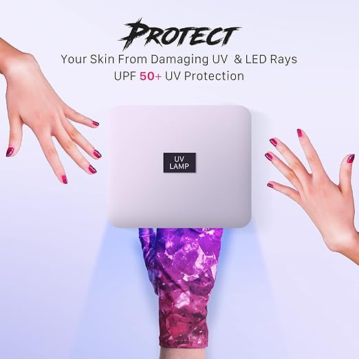 ManiGlovz - UPF 50+ UV Light Protective Nail Gloves | Gel Manicure Gloves and Anti UV Fingerless Gloves for Women | Can be Used as Sun Protection Gloves for Driving | Sugar and Spice