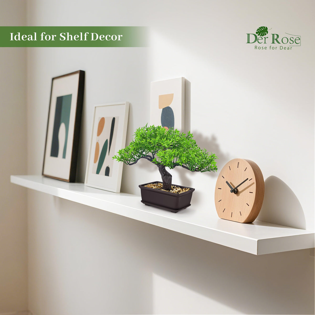 Der Rose Small Fake Bonsai Tree Ficus Decor Fake Plant for Shelf Desk Decor