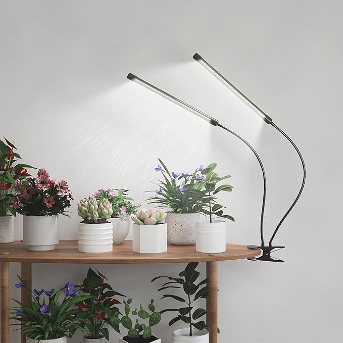 GHodec Grow Light, 6500K Full Spectrum White Red Blue 84 LED Plant Lamp Clip-on Desk for Indoor Plants Growing, 5 Dimmable Levels & Timer Setting 4/8/12H