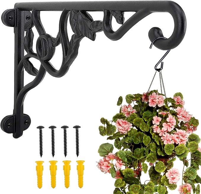 Fashion&cool Heavy Duty Hanging Plant Brackets, 13" Hand Forged Wall Mount Bracket Durable Rust-Resistant Hummingbird Plant Hanger Hook for Hanging Plants Bird Feeder Lantern Wind Chimes