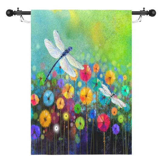 Spring Flower Garden Flag Dragonfly flags Welcome Summer House Flag for Outdoors 28 x 40 Double Sided Large Decorative Flag
