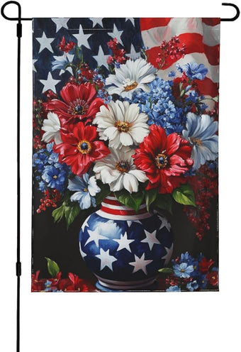 Flowers Garden Flag 12x18 Inch Double Sided Polyester Outdoor Flag For Patio Lawn Yard And Garden Decor