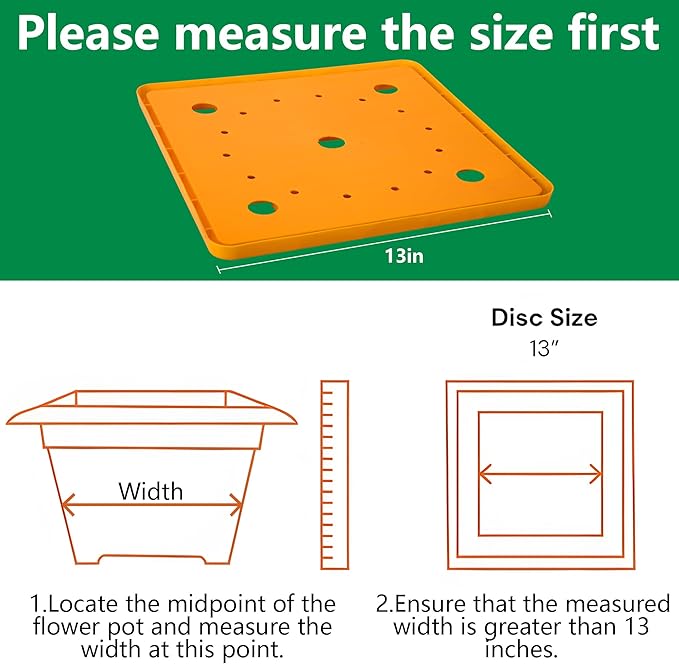 2 Pack 13" Square Planter Insert, Reusable Large Plant Pots Insert with Liner and Drainage Holes, Plastic Pot Fillers for Indoor and Outdoor Plants Growth Reduce Soil Usage