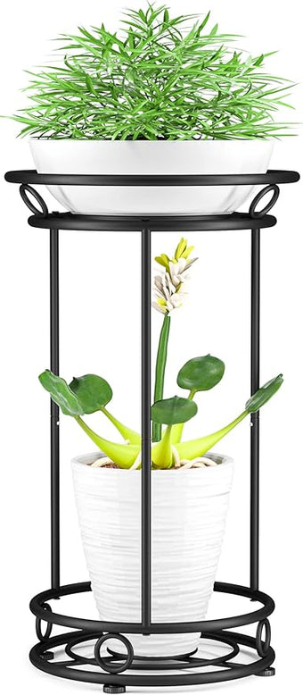 YIUKEA Plant Stand Indoor Outdoor - Metal Planter Holder Shelf Tall Tiered Flower Pot Display Organizer Rack for Garden, Patio, Living Room, Bathroom, Office (Black)