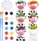 Pasimy 6 Set Ceramics to Paint DIY Ceramic Succulent Planter Pots Paint Your Own Flower Pots Craft Kit Unpainted Bisque Flowerpot with Brush Palette for Family Activity Holiday Gifts(Cow)