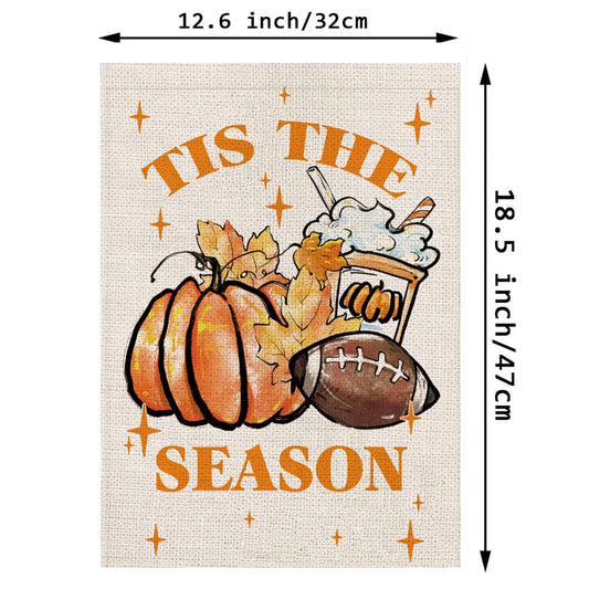GPGHE Fall Garden Flag Football Pumpkin Leaves Double Sided Outside Vertical Rustic Autumn Seasonal Holiday Welcome Yard Decoration Lawn Outdoor Decor 12×18 Inch