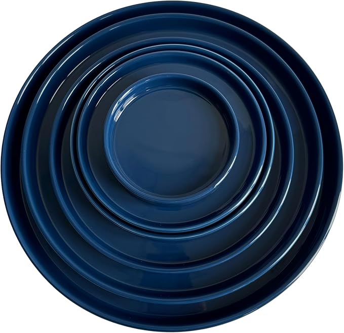 2 Pack Ceramic Plant Saucer Pot Tray 7 Inch, Planter Saucers 4 5 6 7 8 9 10 11 12 13 Inch for Indoors Outdoor, Durable Sturdy Flower Drainage drip Water Tray for Glazed Pots Base (7 Inch-Blue)