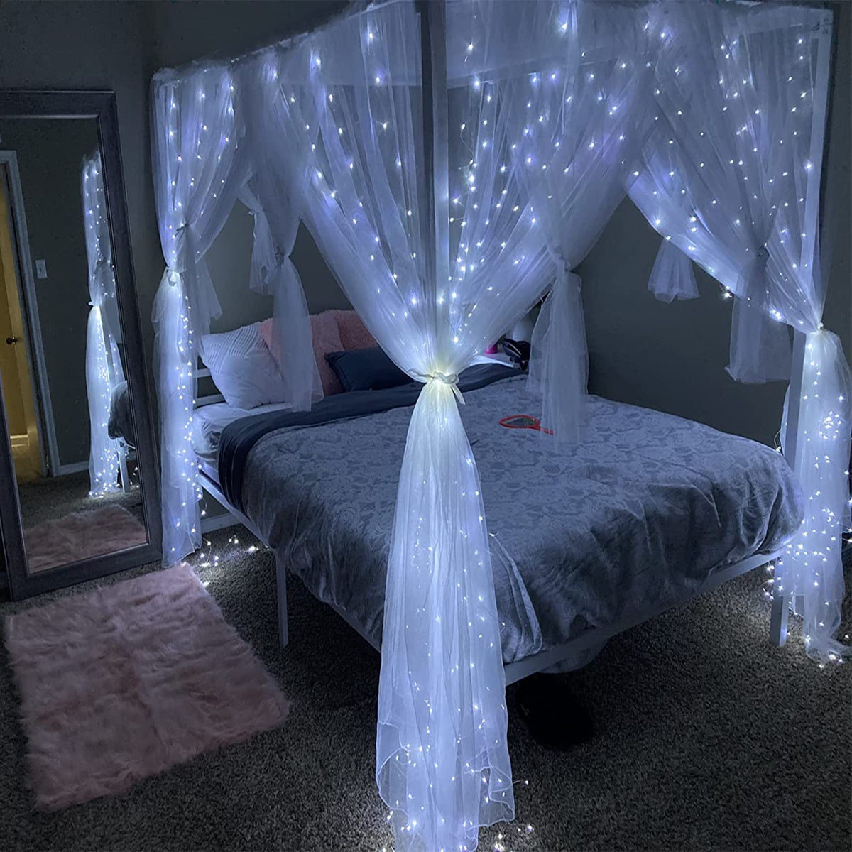 Honche Led Curtain String Lights with Remote for Bedroom Wedding Party Festive Season Propose Marriage Window Christmas Decorations(Bright White)