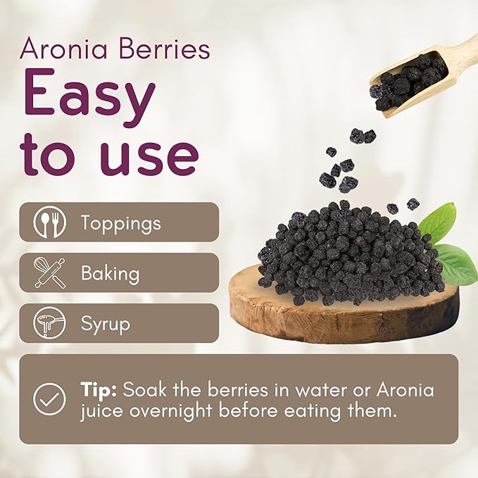 Aronia Original Organic Dried Aronia Berries 17.6 oz (500 g) - Unsweetened Black Chokeberries, Gently Dried After Harvest - Vegan, Non-GMO, No Sulfites or Additives